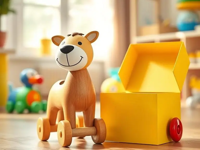 Wooden Animal Push Pull Toy for walking practice