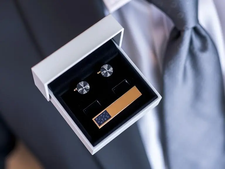 Mens Cufflinks Tie Clip Set